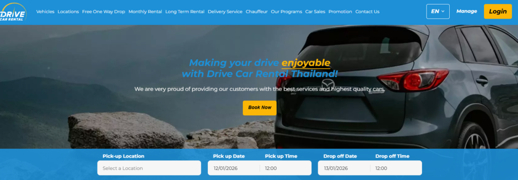 หน้าเว็บบริษัท Drive Car Rental